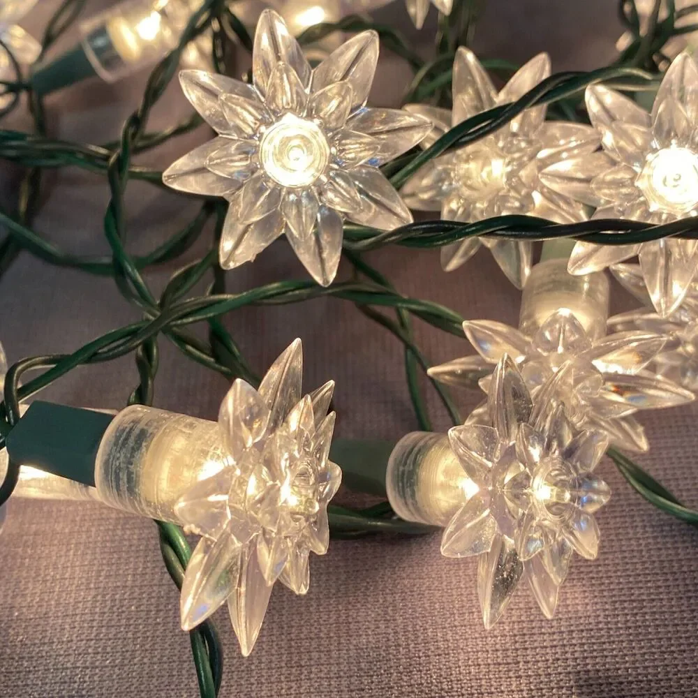 Hofert's Water Lily Flower String Lights 20 Light Set VTG Christmas Patio Decor
